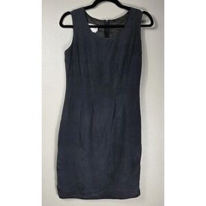 Hugo Buscati Milano 100% Silk Sheath Dress Women's 4 Black Sleeveless Knee...